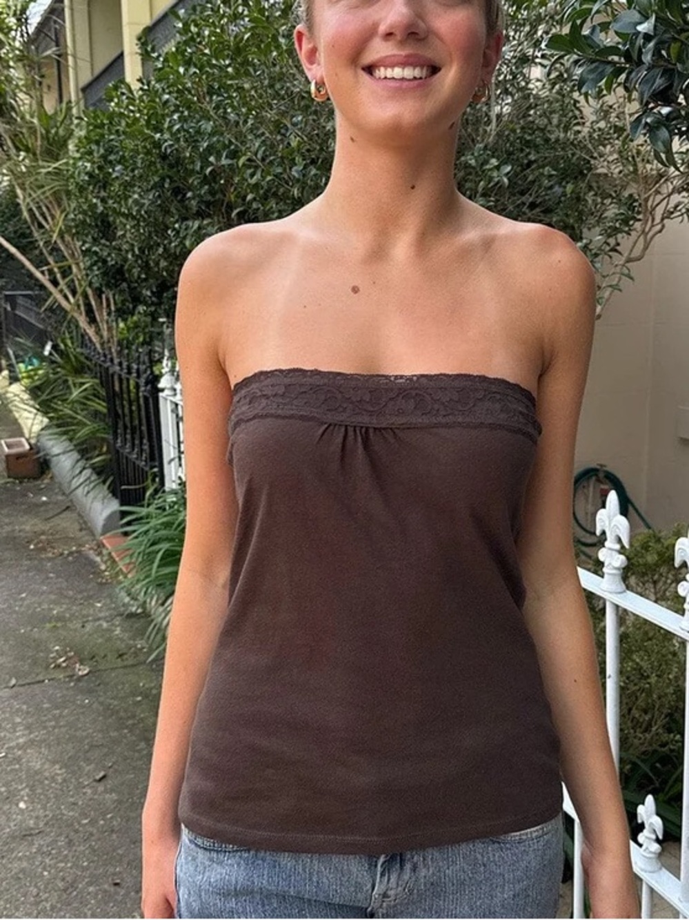 Brandy melville brown lucky tube top